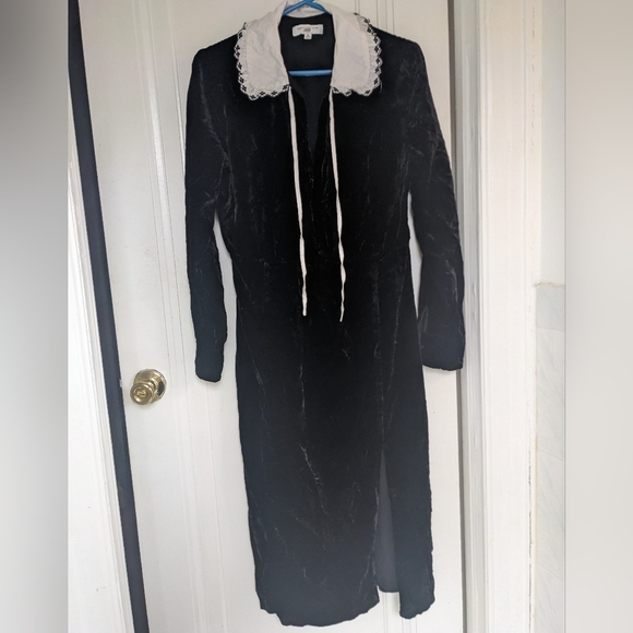 Sweet Baby Jamie Black Collared Velvet Dress Size XL Jamie Mizrahi - Picture 11 of 16
